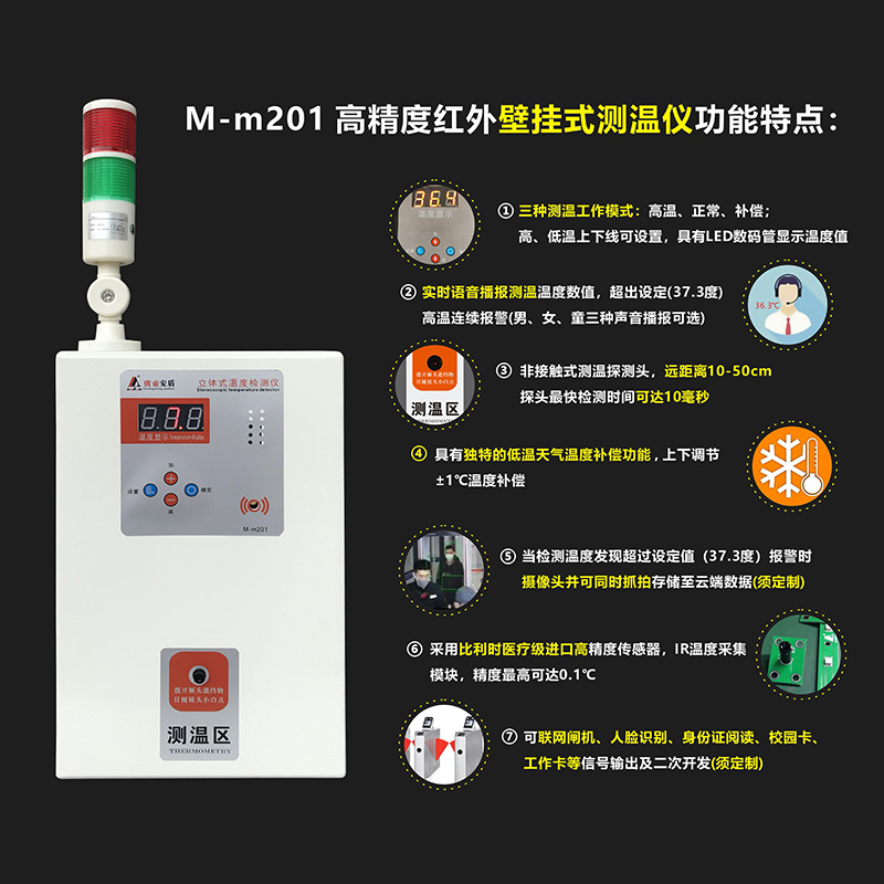 M-m201型高精度紅外壁掛式測溫儀